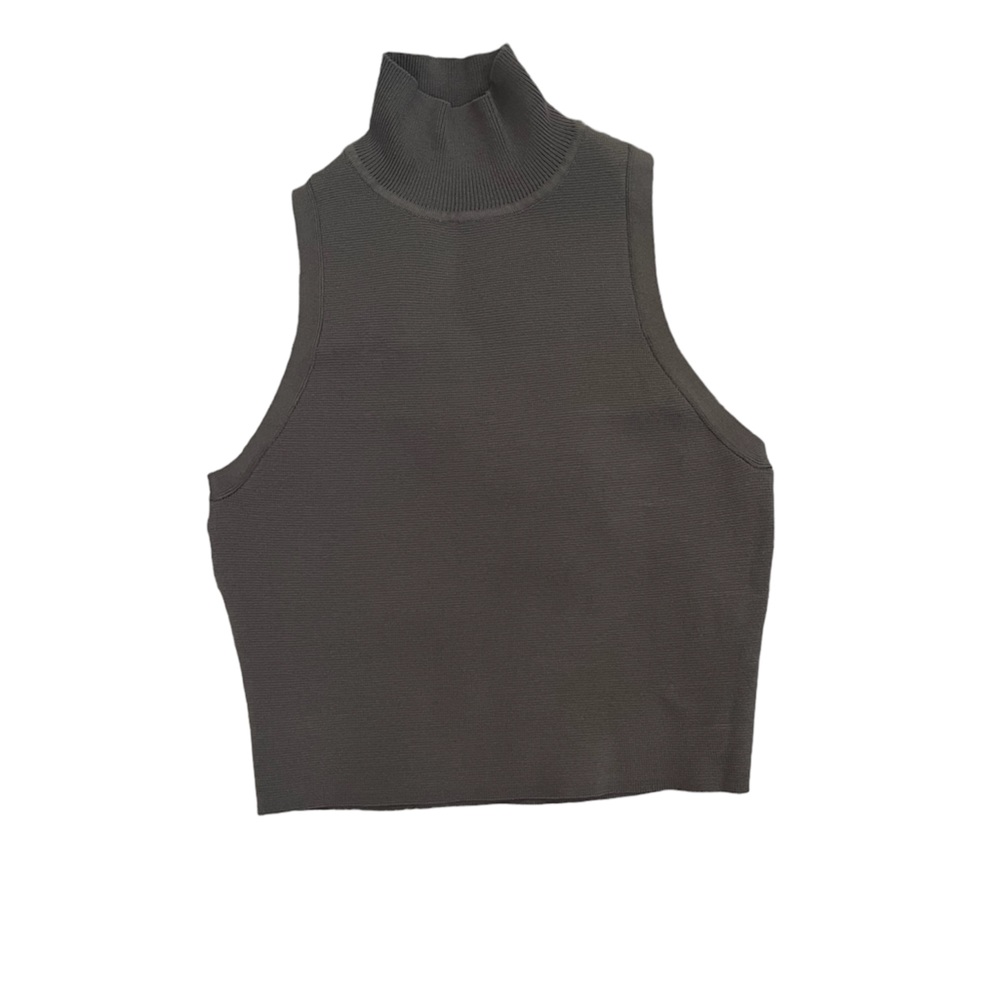 Zara Gray High Neck Halter Sleeveless Crop Top Size Small